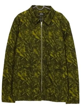 A.P.C. Olive Green Botanical Zip Shirt Jacket